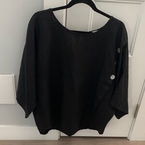 Black Button-Detail Top